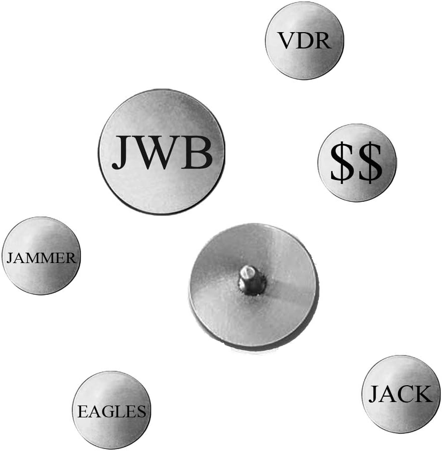 Indiana Metal Craft Set of 3 Laser Engraved Personalized 3/4 inches Nickel Silver Golf Ball Markers with Post, Made in USA