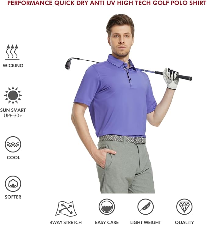 Mens Polo Shirts Short and Long Sleeve Casual Solid Stylish Dry Fit Performance - Image 5
