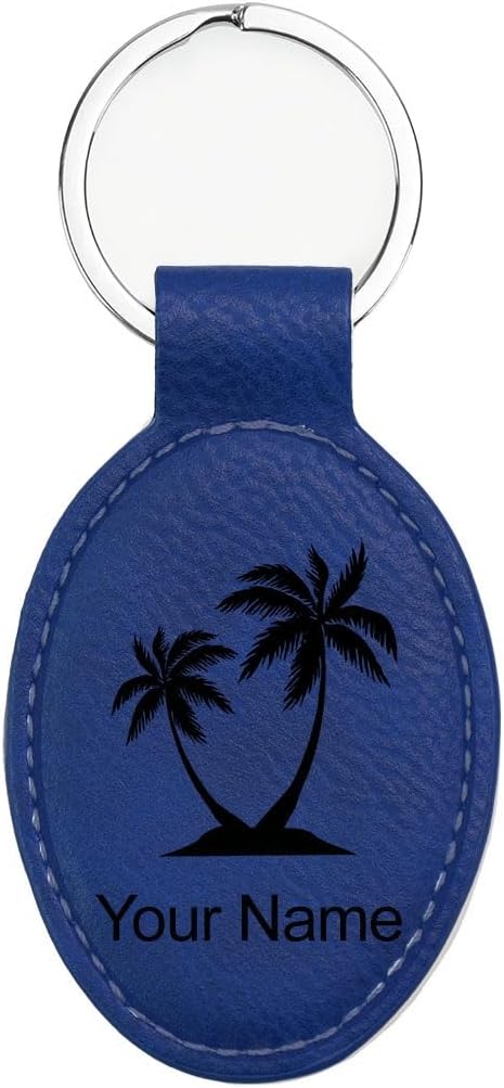 LaserGram Oval Keychain, Palm Trees, Personalized Engraving Included by LaserGramCustomEngravedGifts
