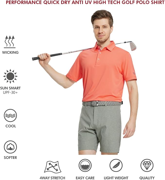 Mens Polo Shirts Short and Long Sleeve Casual Solid Stylish Dry Fit Performance - Image 5