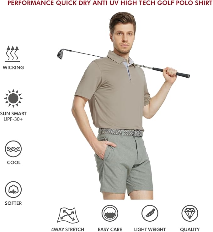 Mens Polo Shirts Short and Long Sleeve Casual Solid Stylish Dry Fit Performance - Image 5