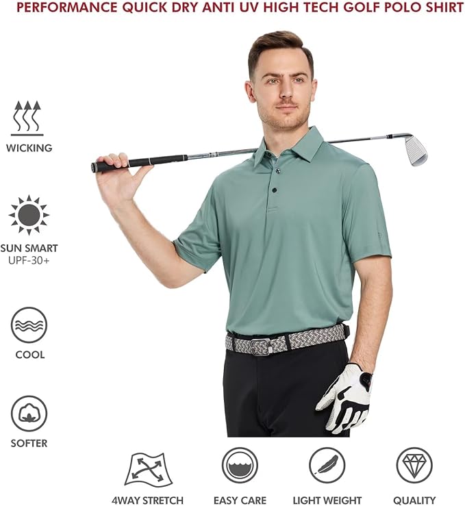 Mens Polo Shirts Short and Long Sleeve Casual Solid Stylish Dry Fit Performance - Image 5