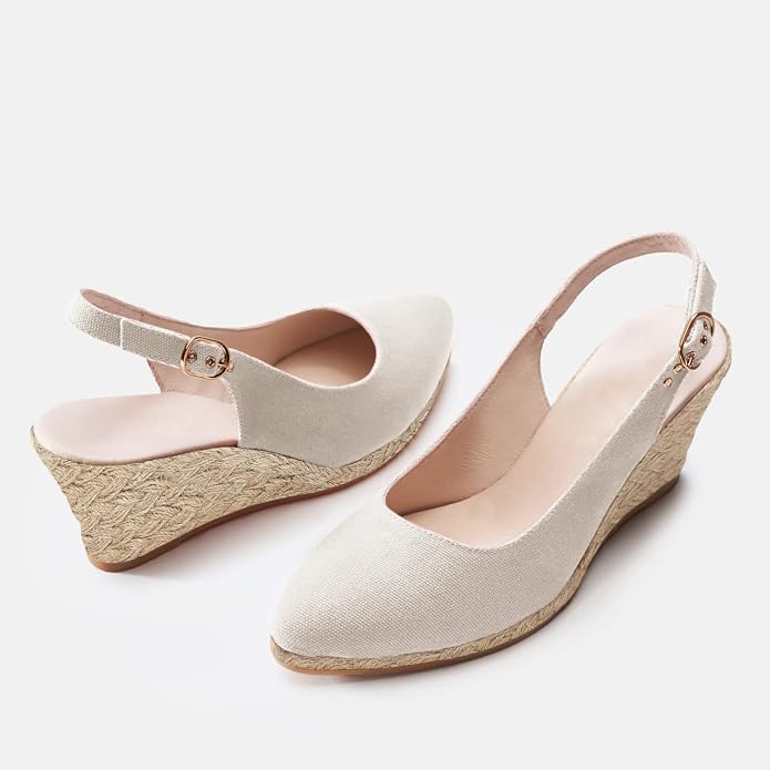 Juliet Holy Womens Wedge Sandals Espadrilles Closed Toe Slingback Buckle Strap - Image 7