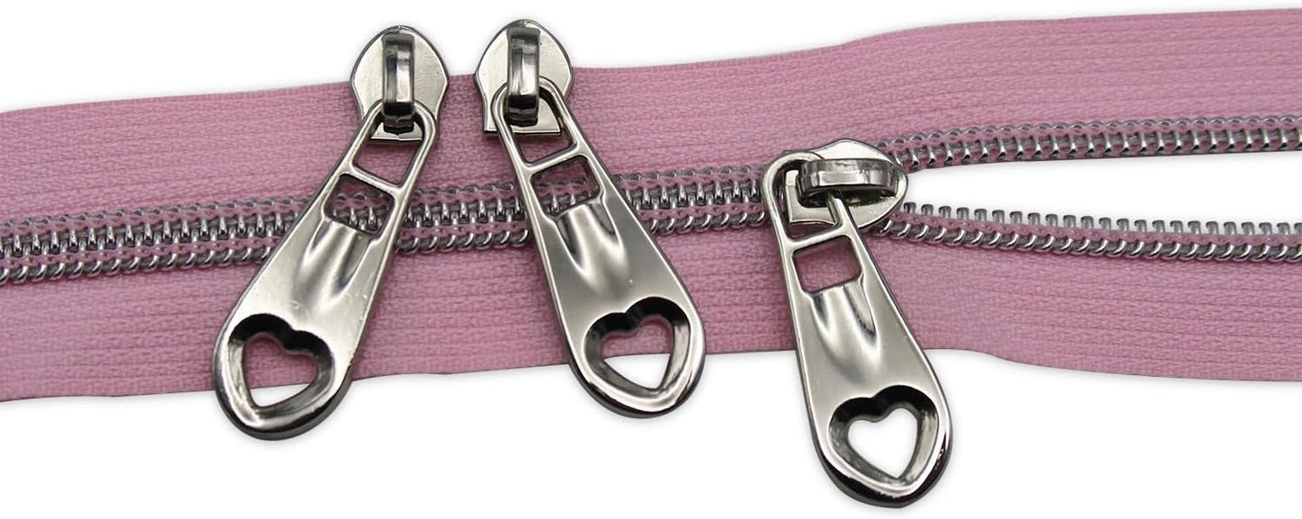 HOLSHUN #5 Zipper Sliders Zipper Pull 30pcs Bulk Heavy Duty Metal Silver Heart Pulls for #5 Nylon Coil Zippers Replacement Luxury Bag Hardware Luggage & DIY Craft Supplies