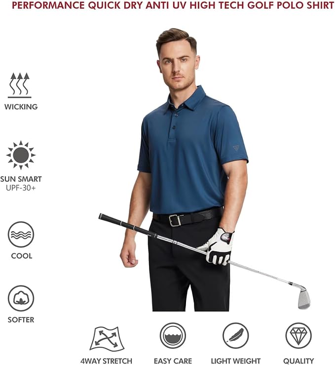 Mens Polo Shirts Short and Long Sleeve Casual Solid Stylish Dry Fit Performance - Image 5
