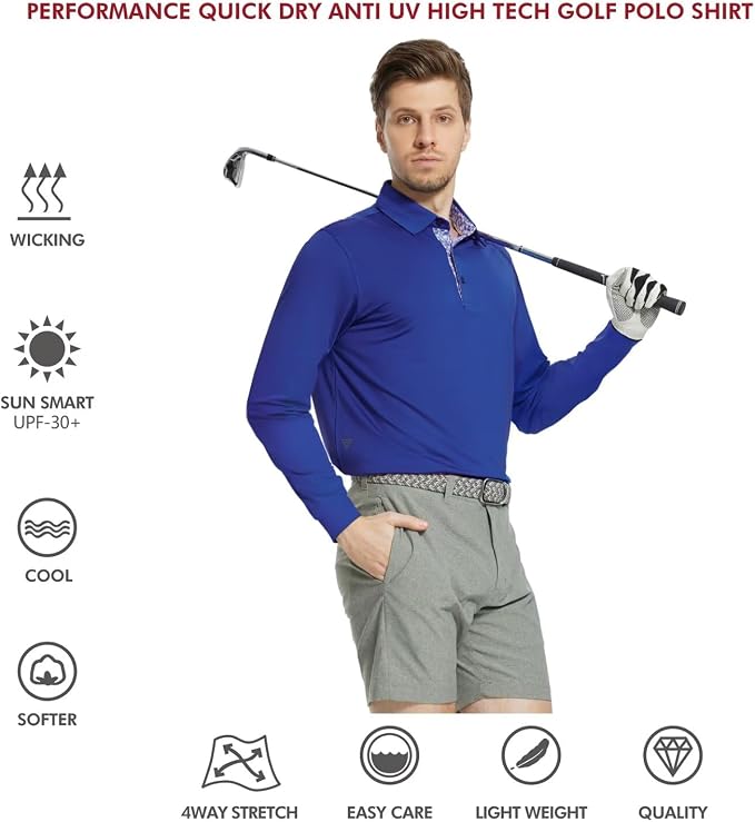 Mens Polo Shirts Short and Long Sleeve Casual Solid Stylish Dry Fit Performance - Image 5