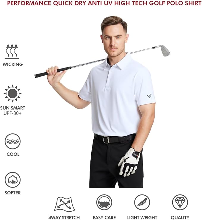 Mens Polo Shirts Short and Long Sleeve Casual Solid Stylish Dry Fit Performance - Image 5