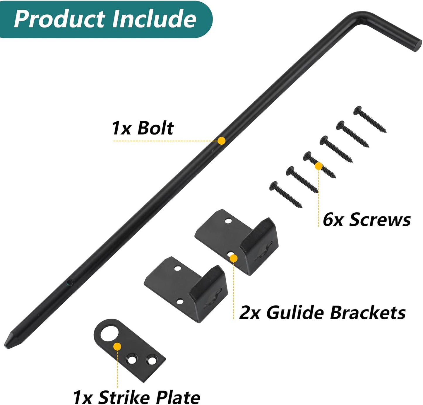HOME MASTER HARDWARE 18" Cane Bolt, Heavy Duty Gate Drop Rod, Cane Bolts for Gates, Fence Gate Hardware, Metal Gates Doors Stopper for Gate Ground, Black