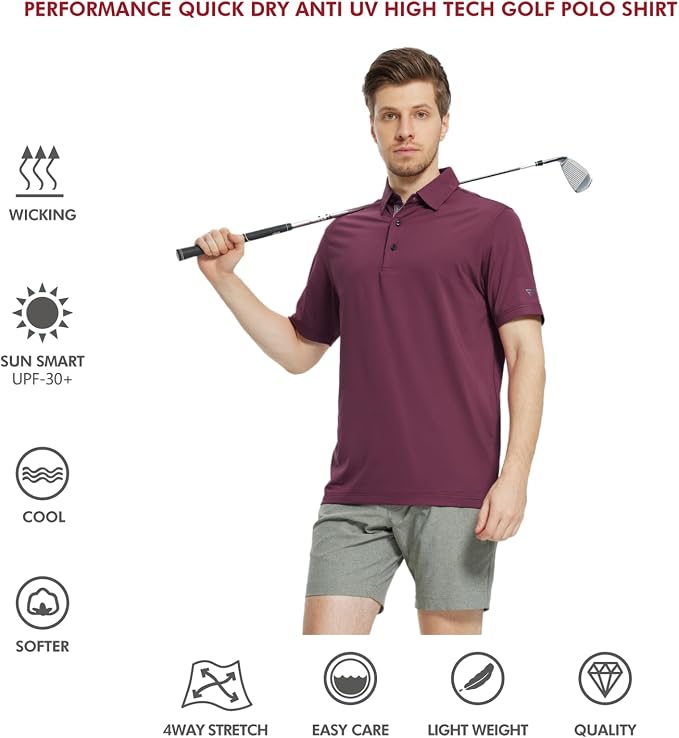 Mens Polo Shirts Short and Long Sleeve Casual Solid Stylish Dry Fit Performance - Image 5