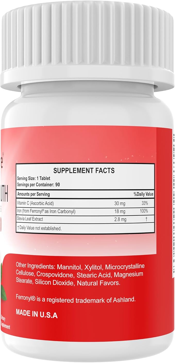 Chewable Iron Supplement for Women/Men Tablet in Orange Flavor 90 Count - Image 4