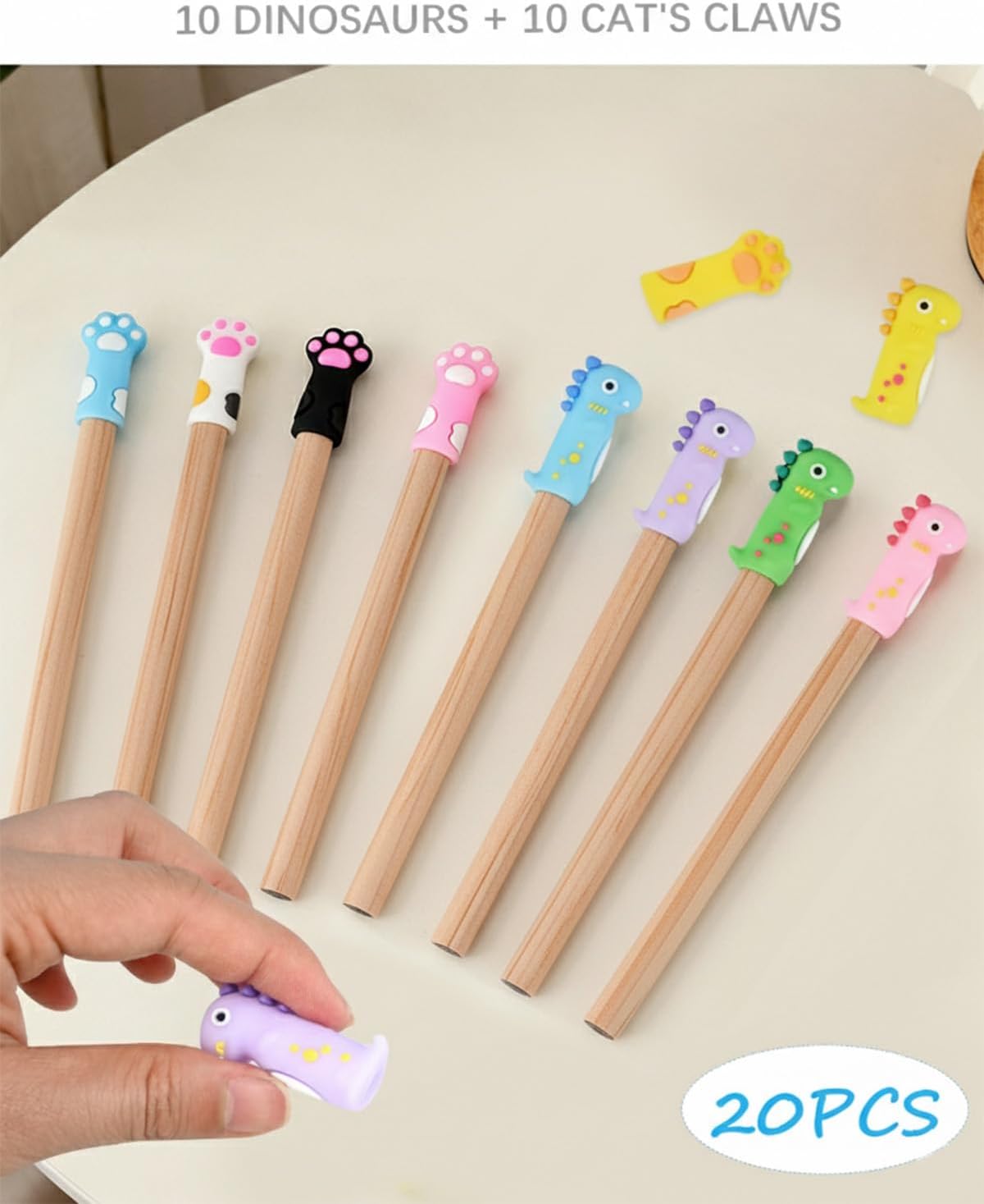 20 PCS Animal Pencil Toppers, Cute Pencil Tops for Kids Bulk, Back to School Pen Caps Charms Classroom Prizes Supplies for Girl Boy Student Teacher, Kids Fun Birthday Party Favors Gifts