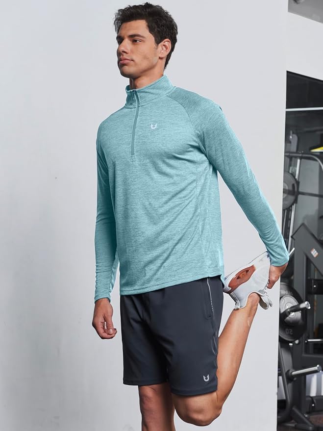 NORTHYARD Quarter Zip Pullover Men Running Shirt Long Sleeve Moisture Wicking - Image 6