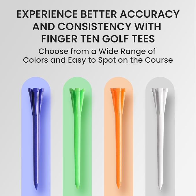 FINGER TEN Golf Tees Plastic Unbreakable Easy to Find Bulk Value 500 Count - Image 7