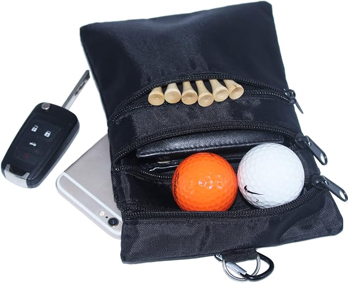 Golf valuables Pouch, Zipper Golf Ball Bag - Image 5
