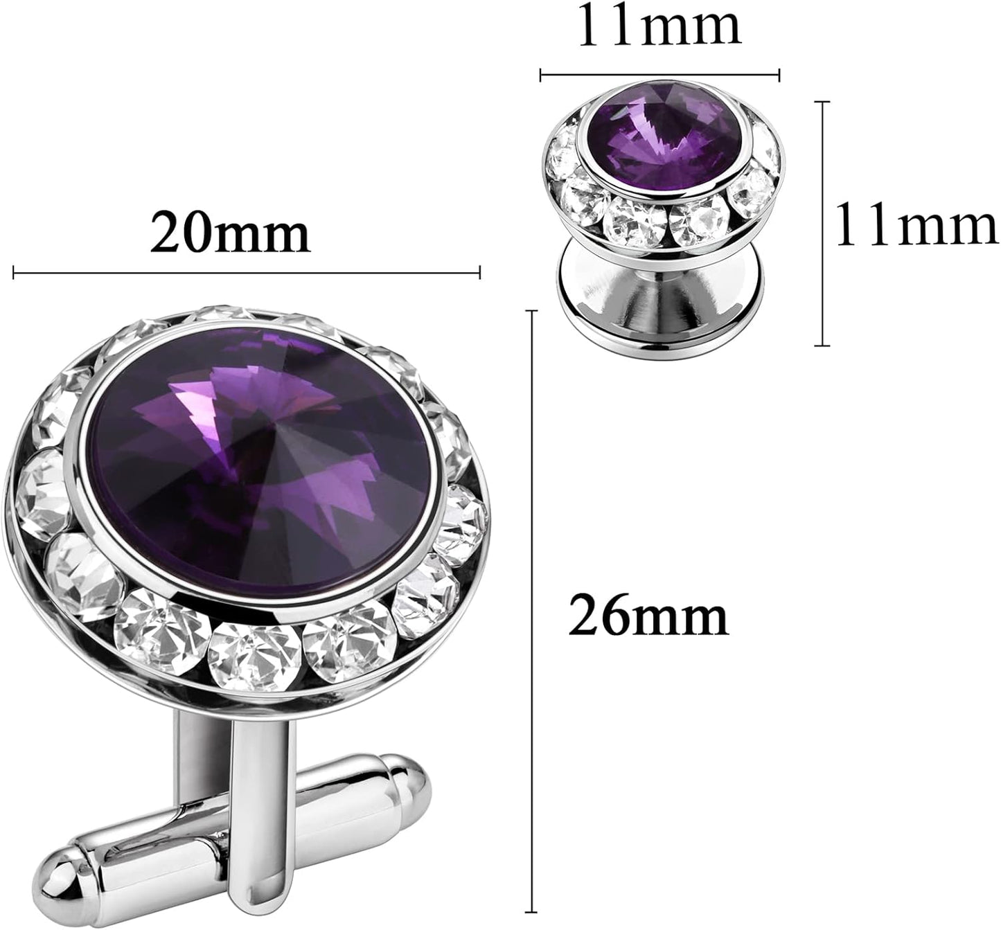 HAWSON Birthstone Tuxedo Studs and Cufflinks Set for Men's Suit Tuxedo Formal Dress Shirt Wedding Business Party Accessories