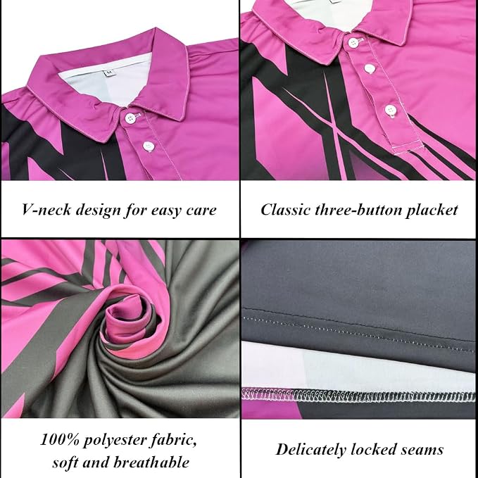 Men's Long Sleeve Golf Shirt Quick Dry 3 Button Work Fishing Outdoor Casual - Image 5