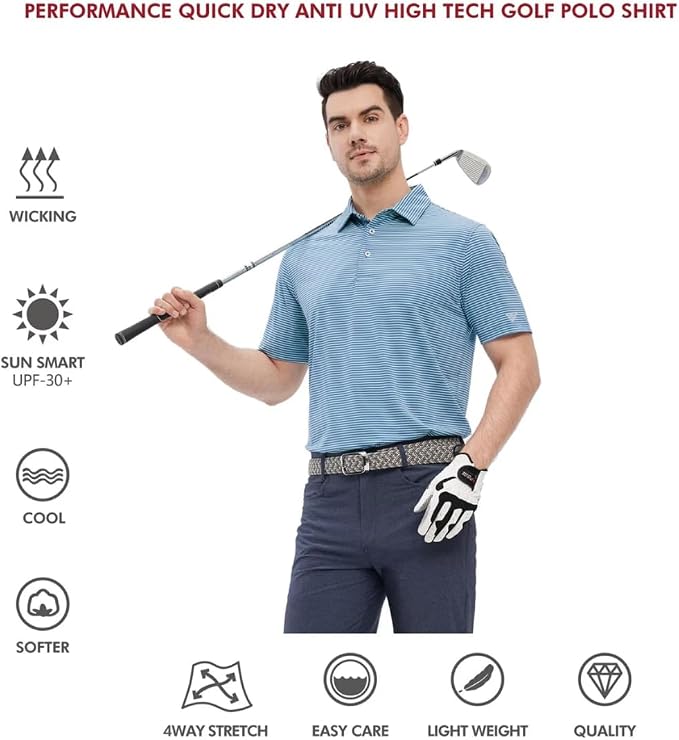 Golf Shirts for Men Dry Fit Short Sleeve Print Performance Moisture Wicking - Image 5