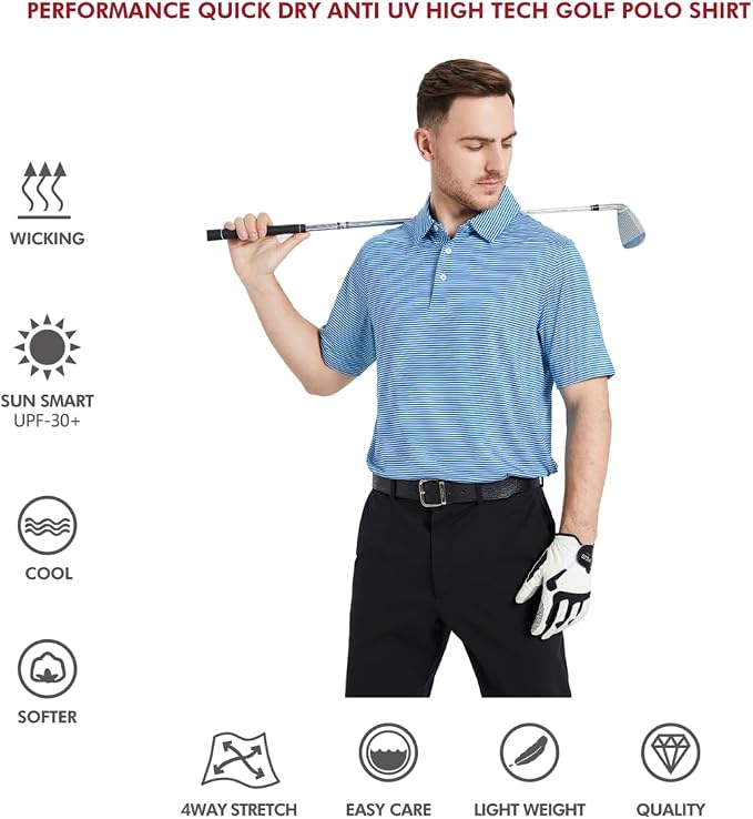 Golf Shirts for Men Dry Fit Short Sleeve Print Performance Moisture Wicking - Image 5