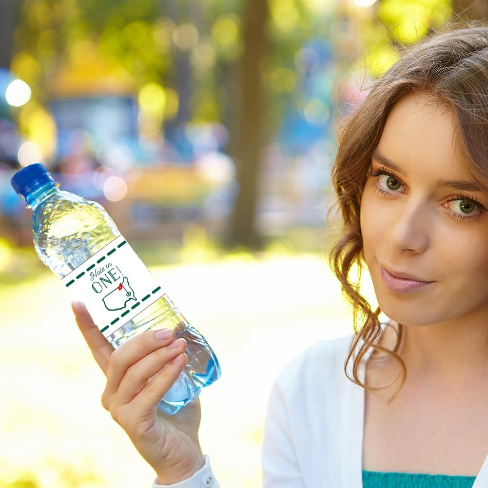 Hole in One Golf Party Decorations, 240-Piece Set with Cocktail Napkins, Plates, Cups, Bottle Labels, Toothpick Flags, Straws, Gift Tags, and Forks for Golf Birthday and 1st Hole in One Parties