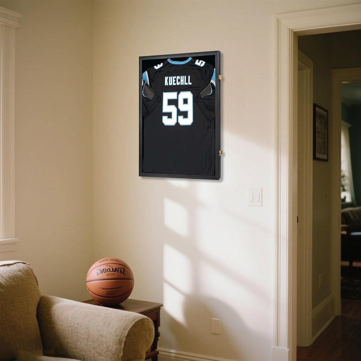 IHEIPYE Jersey Frame Display Case Shadow Box 2 Pack - Lockable with UV Protection Acrylic and Hanger for Baseball, Basketball, Football, Soccer, Hockey 2XL Sport Shirt and Uniform - Black