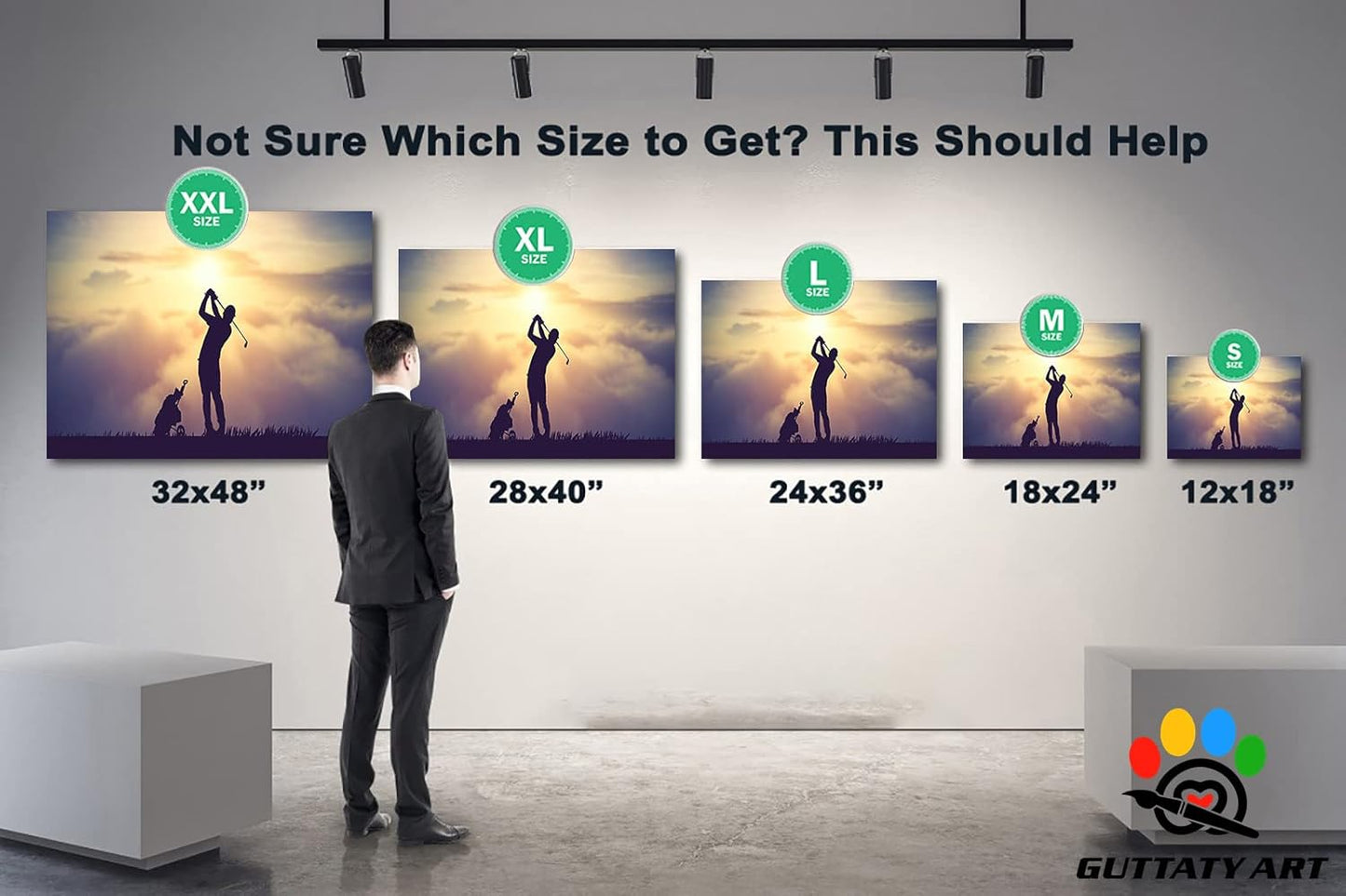 GUTTATY Golf Wall Art, Golf Pictures Posters Canvas Print Wall Decor for Golfer's Man Cave Home Ofice Ready to Hang (12x18 Inches)