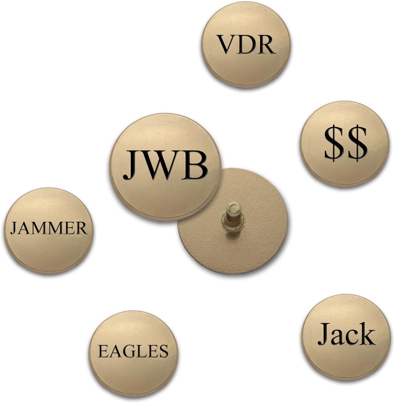 Indiana Metal Craft Set of 3 Laser Engraved Personalized 3/4" Solid Brass Golf Ball Marker with Post, Made in USA