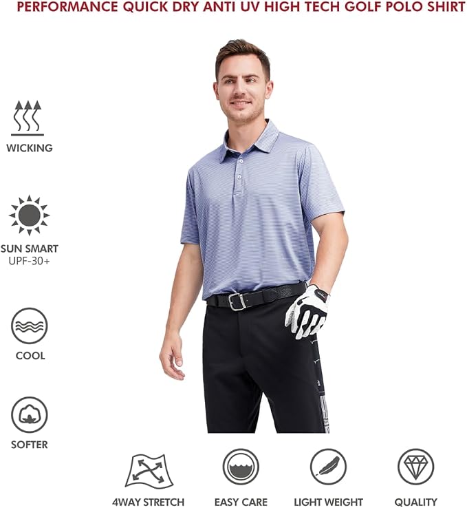 Golf Shirts for Men Dry Fit Short Sleeve Print Performance Moisture Wicking - Image 5