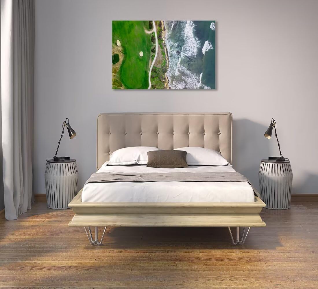 Half Moon Bay Golf Links in San Francisco California Wall Art for Office Living Room Bedroom Bathroom Wall Decor Golf Picture Poster Framed Artwork Canvas Prints Ready to Hang(18''H x 24''W)