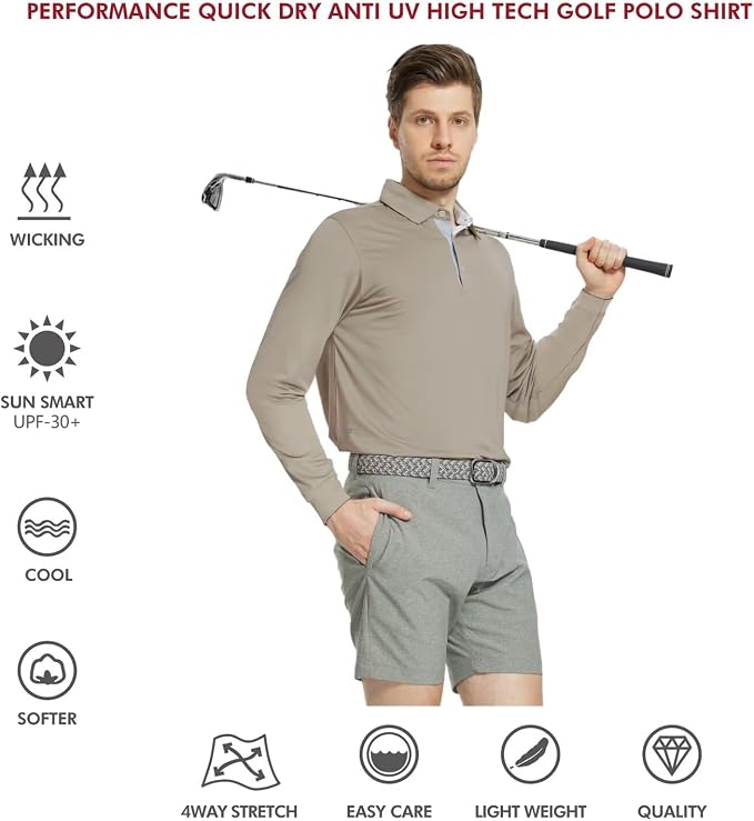 Mens Polo Shirts Short and Long Sleeve Casual Solid Stylish Dry Fit Performance - Image 5