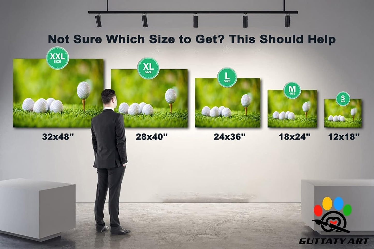 GUTTATY Golf Wall Art, Golf Pictures Posters Canvas Print Wall Decor for Golfer's Man Cave Home Ofice Ready to Hang (28x40 Inches)