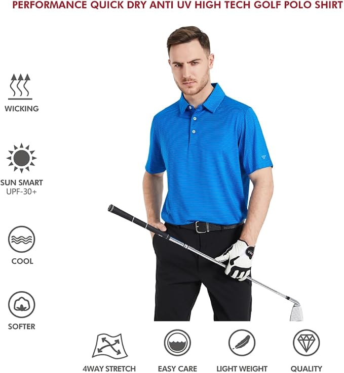Golf Shirts for Men Dry Fit Short Sleeve Print Performance Moisture Wicking - Image 5