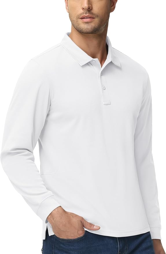 MAGCOMSEN Men's Polo Shirts 3 Button Quick Dry Performance Long Sleeve Tactical - Image 6