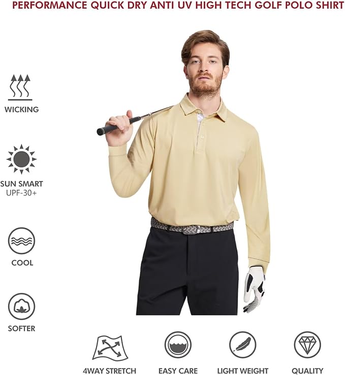 Mens Polo Shirts Short and Long Sleeve Casual Solid Stylish Dry Fit Performance - Image 5