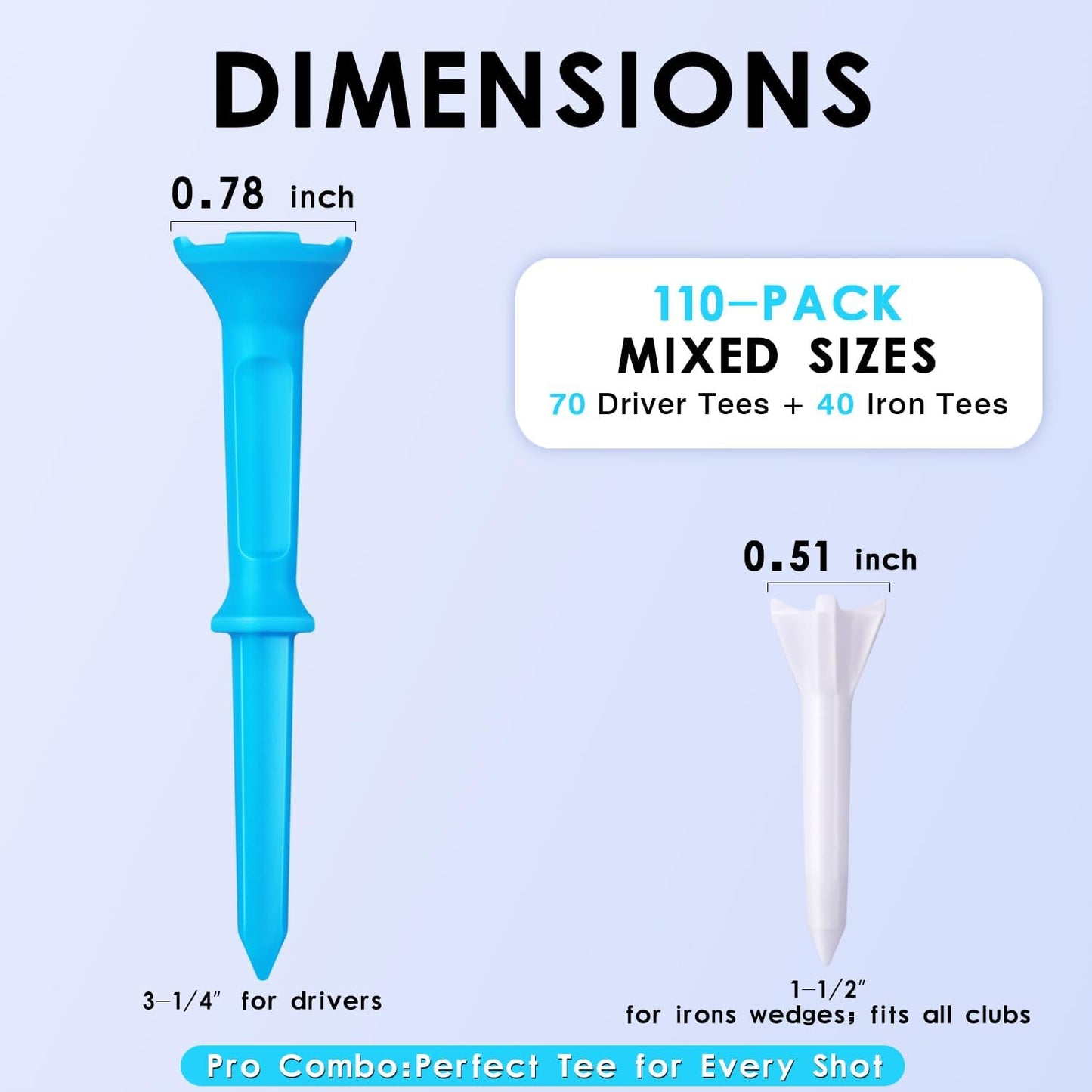 High Perfomance Material Golf Tees, Unbreakable & Stability Professional Golf Tees, Perfect Tee Height at Every Shot Golf Tees