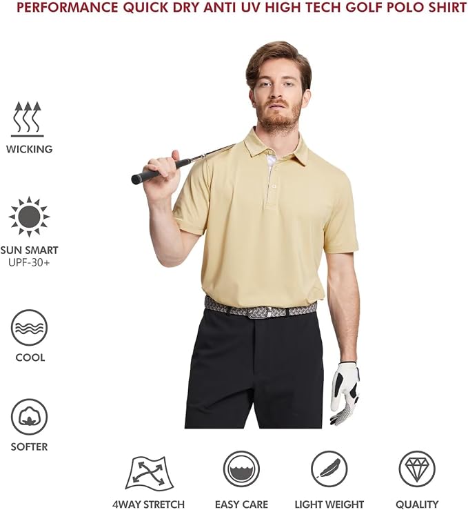 Mens Polo Shirts Short and Long Sleeve Casual Solid Stylish Dry Fit Performance - Image 5