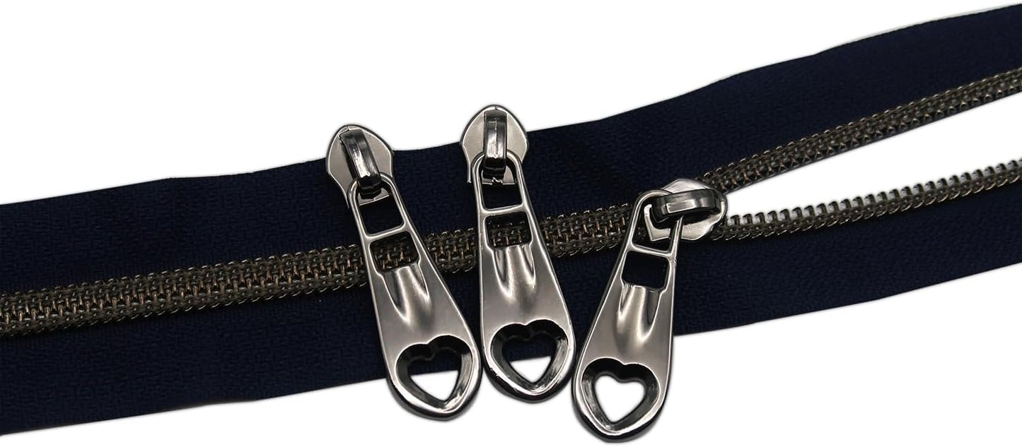 HOLSHUN #5 Zipper Sliders Zipper Pull 30pcs Bulk Heavy Duty Metal Gunmetal Heart Pulls for #5 Nylon Coil Zippers Replacement Luxury Bag Hardware Luggage & DIY Craft Supplies