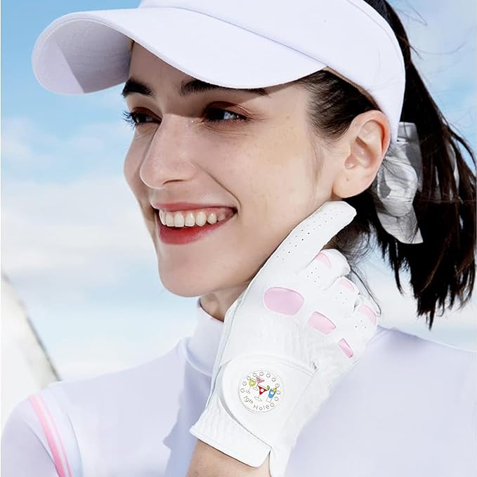 Golf Gloves Women Leather with Ball Marker 3 Pack, Left Hand Right Stylish Pink - Image 6