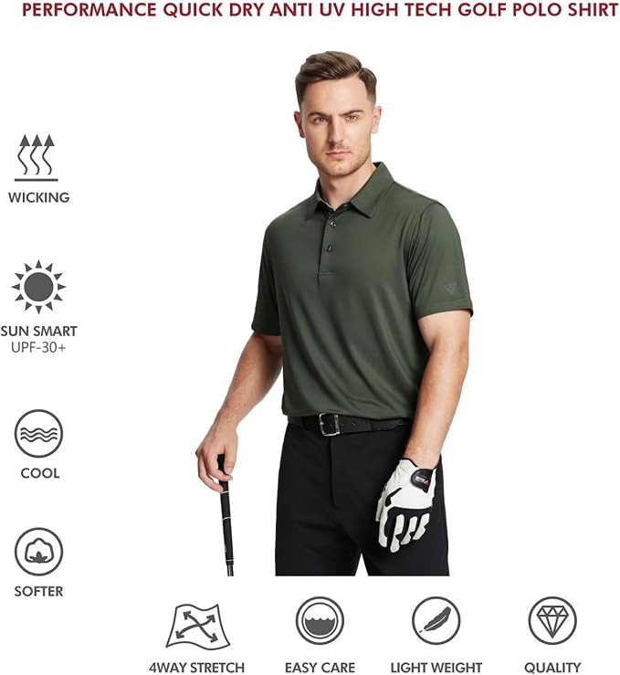 Mens Polo Shirts Short and Long Sleeve Casual Solid Stylish Dry Fit Performance - Image 5