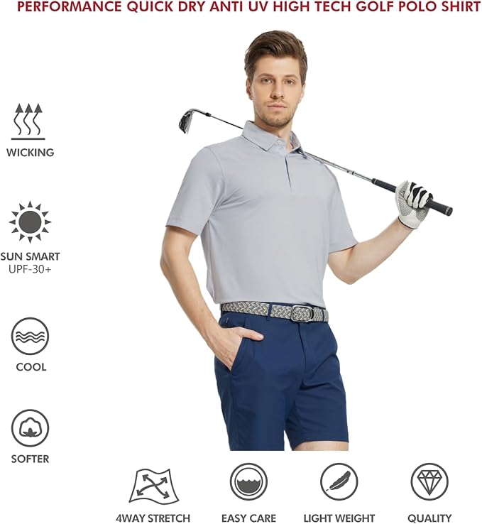Mens Polo Shirts Short and Long Sleeve Casual Solid Stylish Dry Fit Performance - Image 5