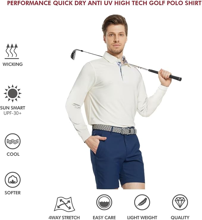 Mens Polo Shirts Short and Long Sleeve Casual Solid Stylish Dry Fit Performance - Image 5