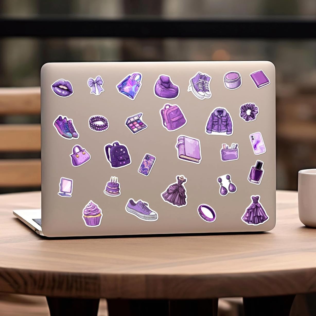 108 PCS Purple Aesthetic Vinyl Stickers for Girls Teens, Waterproof Cute Lavender Stickers Pack for Laptop, Water Bottle, Phone, Skateboard, Trendy Decorations and Gifts