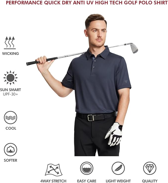 Mens Polo Shirts Short and Long Sleeve Casual Solid Stylish Dry Fit Performance - Image 5