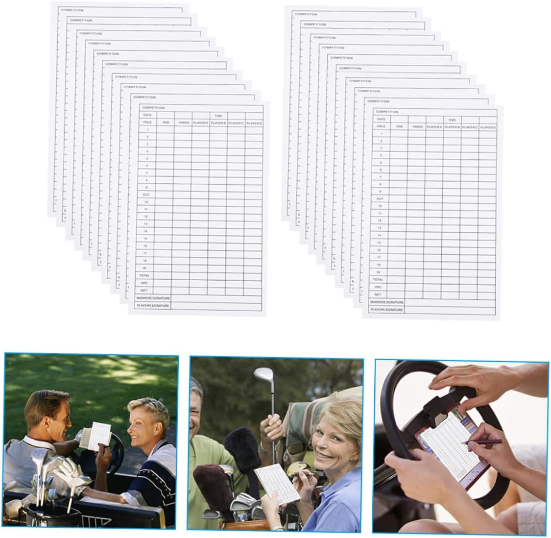 20pcs Golf Scorecards Coated Paper Score Sheets Portable Double-Sided Design for Easy Recording for Competitions and Essential Golf Course Accessory