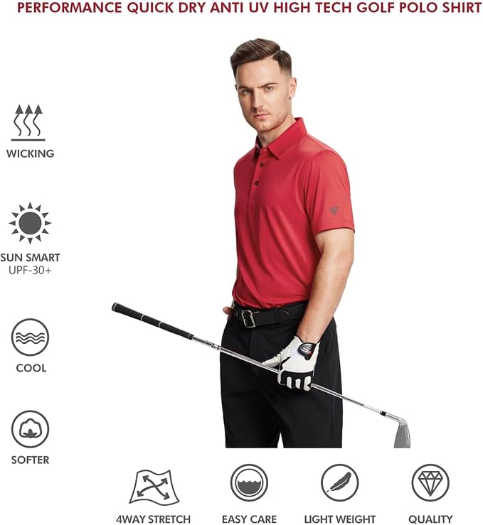 Mens Polo Shirts Short and Long Sleeve Casual Solid Stylish Dry Fit Performance - Image 5