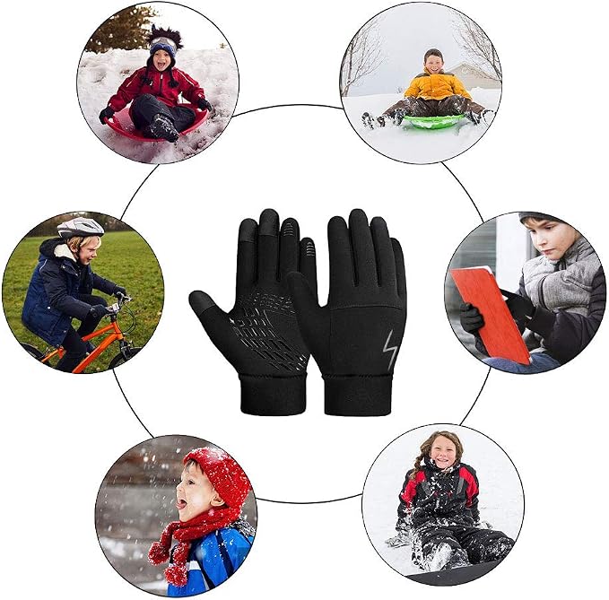 Kids Winter Gloves Back Water Repellent Touchscreen Warm Fleece Anti-Slip - Image 6