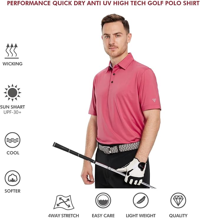 Mens Polo Shirts Short and Long Sleeve Casual Solid Stylish Dry Fit Performance - Image 5