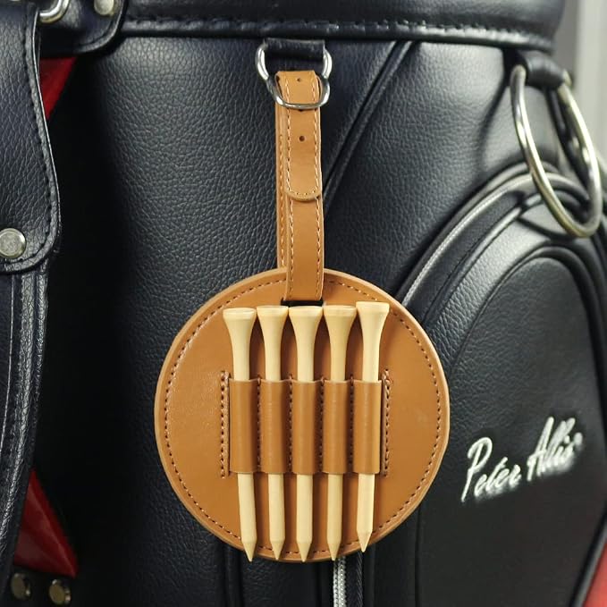 Leather Golf Tees Holder with 5 PCS Wooden Golf Tees 3-1/4 Inch Hook to Golf - Image 6