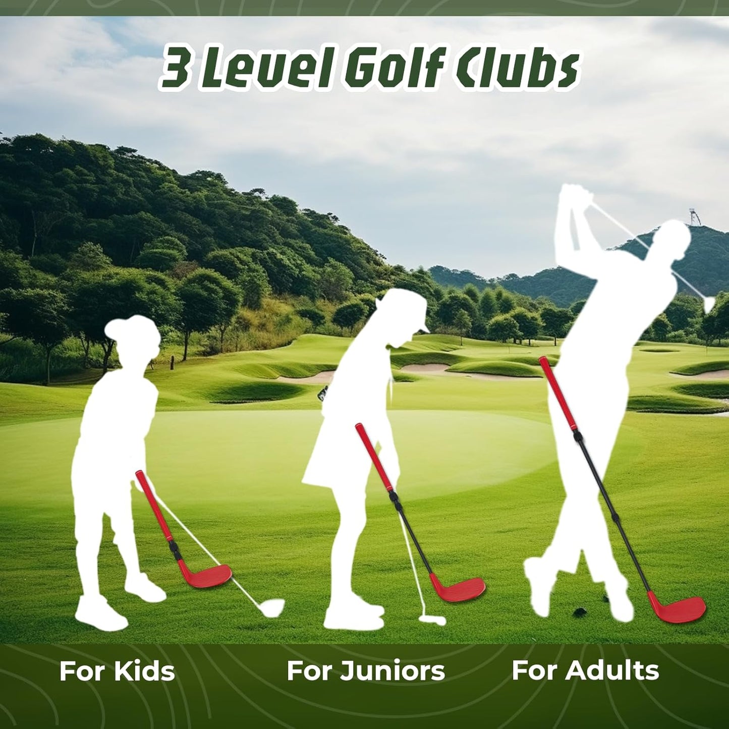 2-in-1 Portable Golf Chipping Game Set Adjustable Golf Practice Mat with 3-Level Golf Clubs 40 Sticky Balls for Indoor Outdoor Training Playing Chipping Golf Game Practice for Golfers 6FT × 6FT