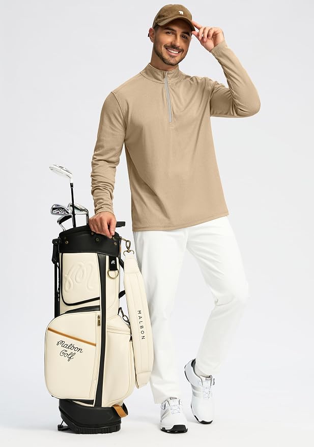 Obla Golf Quarter Zip Pullover for Men Mock Neck Sweatshirt Lightweight Sun - Image 6