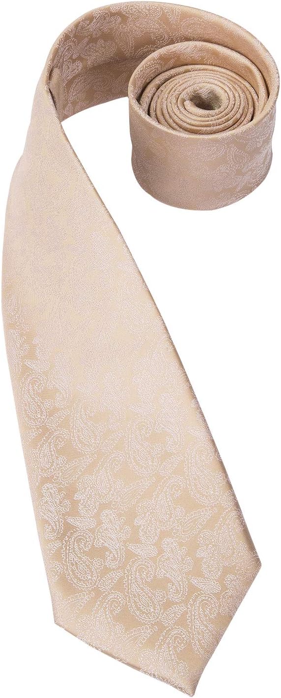 Hi-Tie Men 63inches Tie Set Extra Long Necktie Paisley Tie Pocket Suqare Cufflinks Big and Tall Men Tie